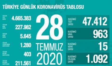 Türkiye'de koronavirüs nedeniyle 15 kişi daha hayatını kaybetti