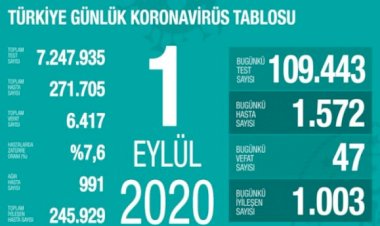 Türkiye'de koronavirüsten 47 can kaybı: 1572 yeni vaka