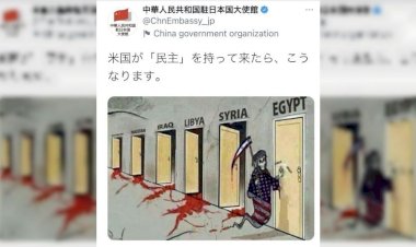 Çin Büyükelçiliği'nin, ABD'yi 'Müslüman ülkelere ölüm götüren' şeklinde tasvir eden paylaşımı