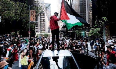 New York'ta İsrail'in Filistin işgali ve ABD'nin İşgalci İsrail'e desteği protesto edildi