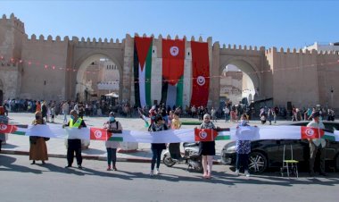 Tunus'ta Filistin'e destek için insan zinciri oluşturuldu