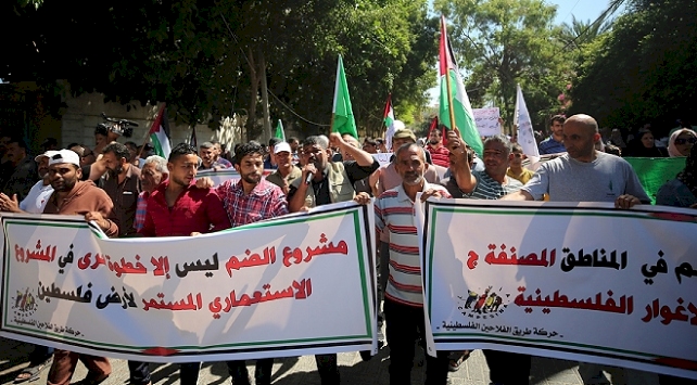 İşgalci İsrail'in ilhak planı Gazze'de protesto edildi