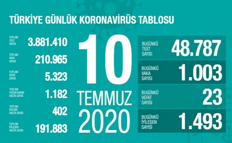 Türkiye'de vaka sayısı 210 bini aştı