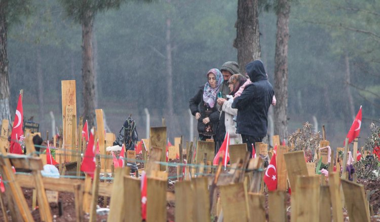 Depremin 40’ncı gününde yakınlarının mezarına gelenler gözyaşlarına hakim olamadı