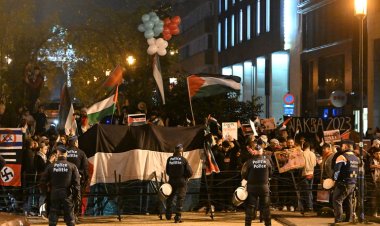 AB Liderler Zirvesi sırasında Filistinlilere destek gösterisi