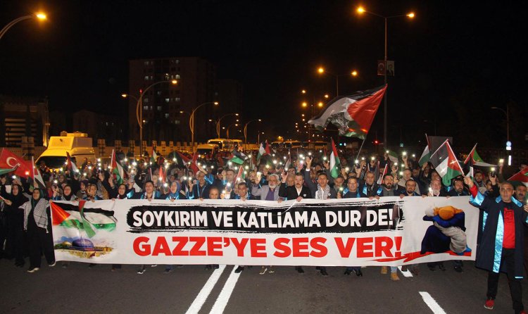 Diyarbakır'da Gazzeli eğitimcilere destek yürüyüşü yapıldı