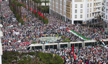 Fas'tan Gazze'ye destek gösterisi: "Gazze Gazze.. İzzetin simgesi.."