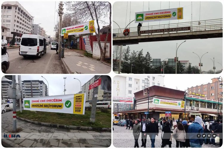 HÜDA PAR, Diyarbakır caddelerine "Anadilimi Seçiyorum" pankartları astı