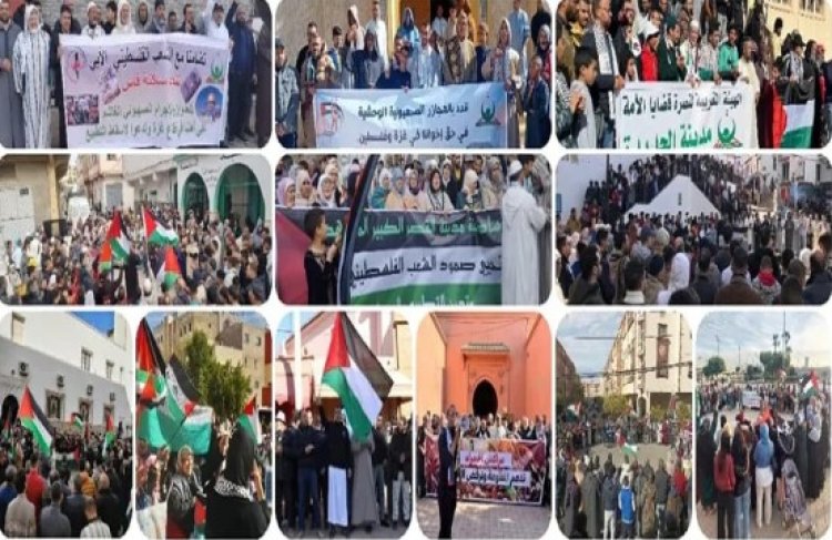 Fas'ın 54 kentinde Gazze'ye destek gösterisi düzenlendi