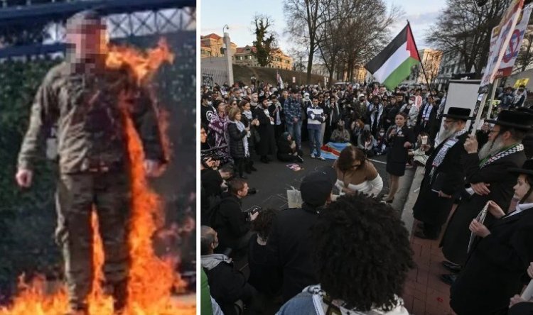 ABD'de protestocular, kendini ateşe veren Amerikalı askeri ve Gazzeli sivil kayıpları andı