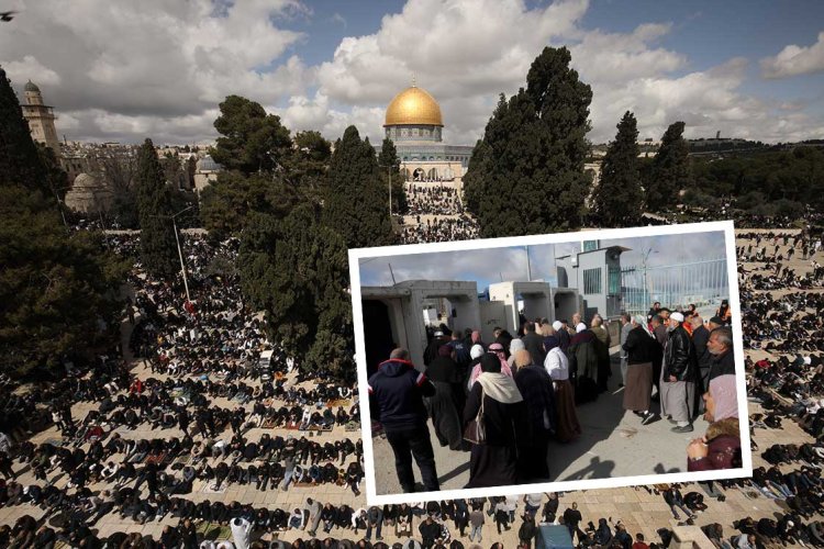 Binlerce Filistinli ramazan ayının ilk Cuma namazı için Mescid-i Aksa'ya akın etti