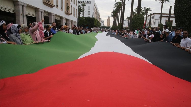 Fas'tan Gazze'ye destek gösterisi: "Filistin emanettir, normalleşme ihanettir"