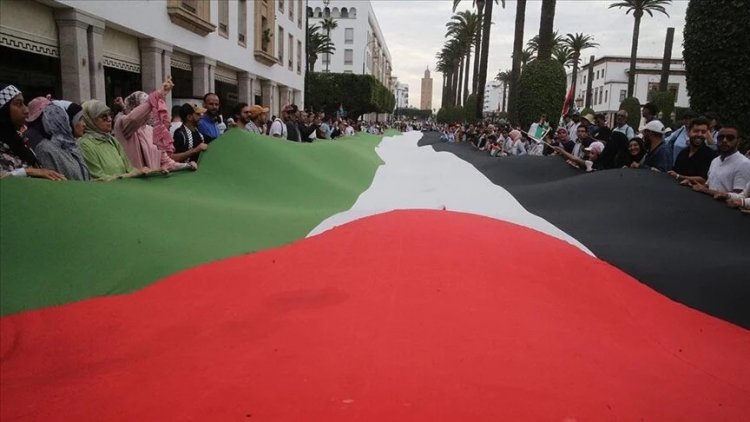 Faslılar, Gazze'ye destek amacıyla 54 kentte 114 noktada sokağa indi
