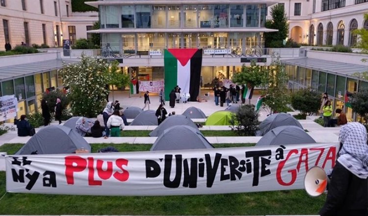 Fransız üniversitesi Sciences Po'da öğrenciler Filistin’e destek gösterilerini sürdürüyor