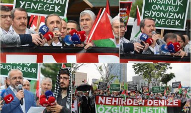 Refah'taki katliam ABD Büyükelçiliği önünde protesto edildi