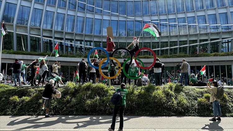 İsviçre'de 'Katil İsraili olimpiyatlardan men edin' eylemi