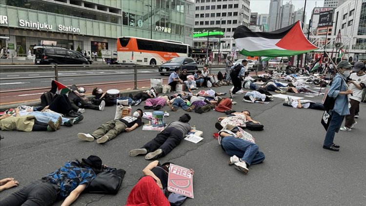 Tokyo'da Gazze'ye destek gösterisi düzenlendi