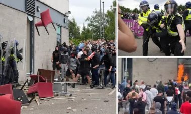 İngiltere’de Müslüman ve göçmen karşıtı eylem düzenleyen aşırı sağcılar sığınmacıların kaldığı oteli yakmaya çalıştı