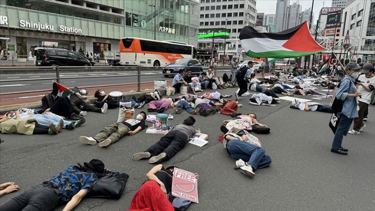 Tokyo'da Filistin'e destek gösterisi düzenlendi