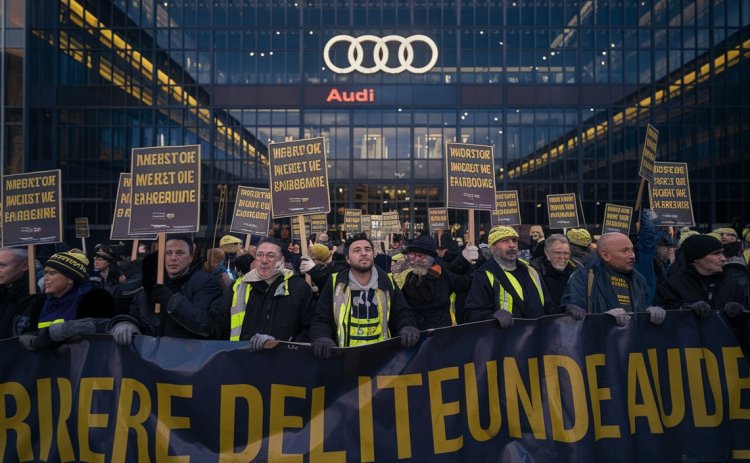 Brüksel'de Audi fabrikası çalışanları araba anahtarlarına el koydu