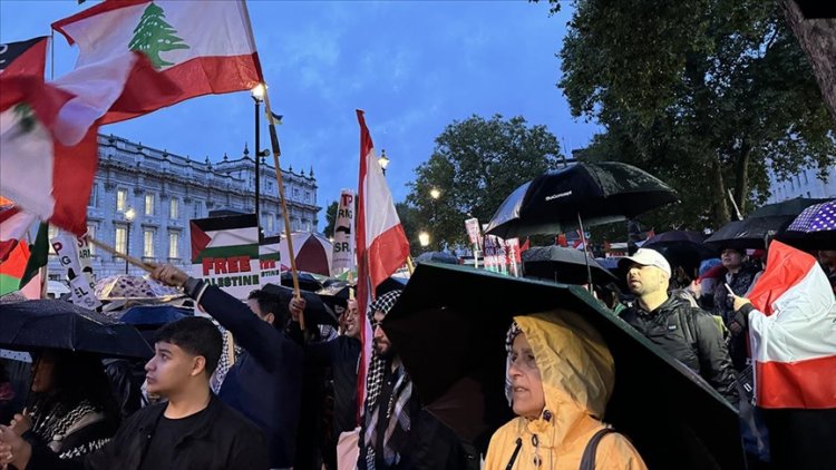 İşgalci İsrail'in Gazze ve Lübnan'a saldırıları Londra'da protesto edildi