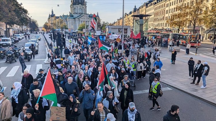 İşgalci İsrail'in Gazze ve Lübnan'a saldırıları Stockholm'de protesto edildi