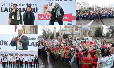 Yüzlerce çocuk "Dünya Şehit Çocukları" için yürüdü