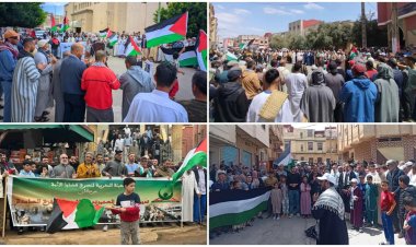 “Gazze Size Sesleniyor” çağrısına karşılık veren Faslılar, 66 şehirde 110 gösteri düzenledi