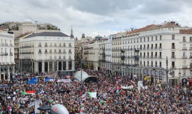 Onbinlerce İspanyol Madrid sokaklarında: "Katil İsrail, bu bir savaş değil soykırım"