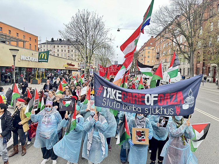 İsveç'te 1 Mayıs gösterilerinde yüzlerce kişi İşgalci İsrail'in Gazze saldırılarını protesto etti