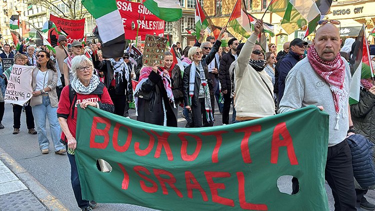 Filistin'de yaşanan gıda kıtlığı, İsveç'te protesto edildi