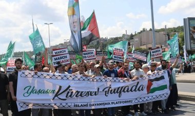 İstanbul'da "Küresel Gazze Yürüyüşü"ne destek, Sisi'ye tepki