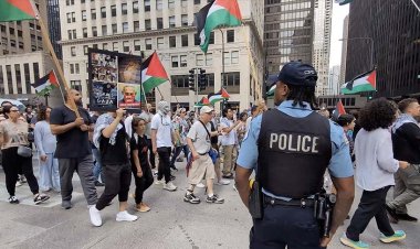 Soykırımcı İsrail'in Gazze'ye yönelik acımasız saldırıları ABD'nin Chicago kentinde protesto edildi