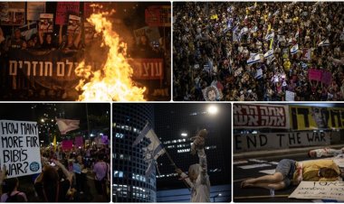 İsrailliler, Gazze kentini işgal kararına karşı esir takası anlaşması talebiyle protesto düzenledi