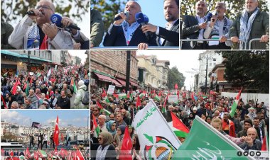 İstanbul'da on binler Gazze ve Özgürlük Filosu'na destek için yürüdü