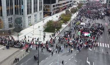 Belçika'da binlerce kişi Gazze'ye destek gösterisi düzenledi