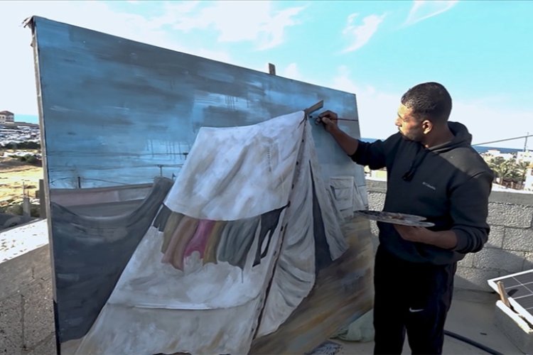 Gazze’deki acıyı tuvaline taşıyan ressam: Renklerimiz, sesimizi dünyaya ulaştırıyor