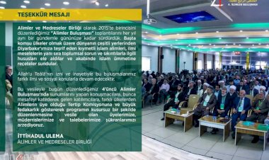 İTTİHADUL ULEMA'dan teşekkür mesajı