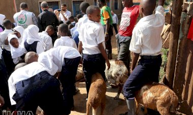 Avrupa Yetim Eli Uganda'da kurban kesimi ile fakirlerin yüzünü güldürdü