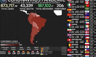 Dünya geneli Coronavirus vaka sayısı 873 bini, ölü sayısı ise 43 bini aştı